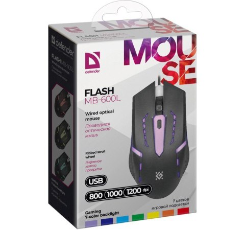 DEFENDER MYSZ PRZEWODOWA FLASH MB-600L OPTIC LED 1200 DPI 4P 52600 DEFENDER MYSZ PRZEWODOWA FLASH MB-600L OPTIC LED 1200 DPI 4P 52600