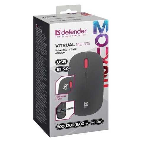 DEFENDER MYSZ VITRUAL MB-635 RF+BT SILENT 1600dpi 4P DEFENDER MYSZ VITRUAL MB-635 RF+BT SILENT 1600dpi 4P