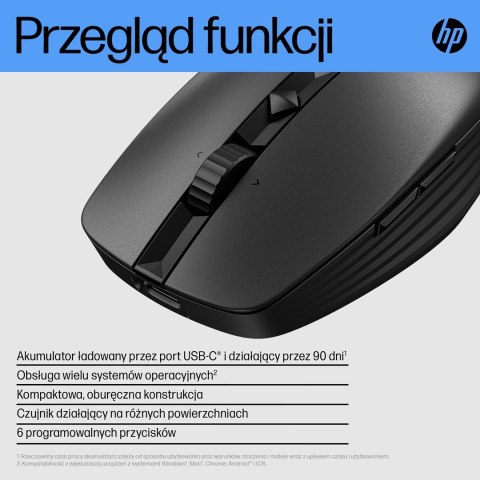 Mysz HP 710 Rechargeable Silent Mouse Black bezprzewodowa z akumulatorem czarna 6E6F2AA Mysz HP 710 Rechargeable Silent Mouse Black bezprzewodowa z akumulatorem czarna 6E6F2AA