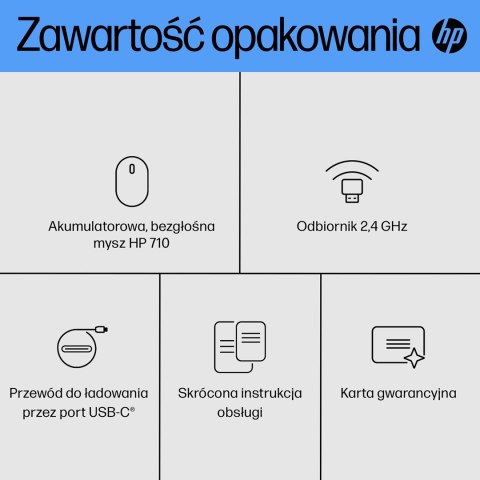 Mysz HP 710 Rechargeable Silent Mouse Black bezprzewodowa z akumulatorem czarna 6E6F2AA Mysz HP 710 Rechargeable Silent Mouse Black bezprzewodowa z akumulatorem czarna 6E6F2AA