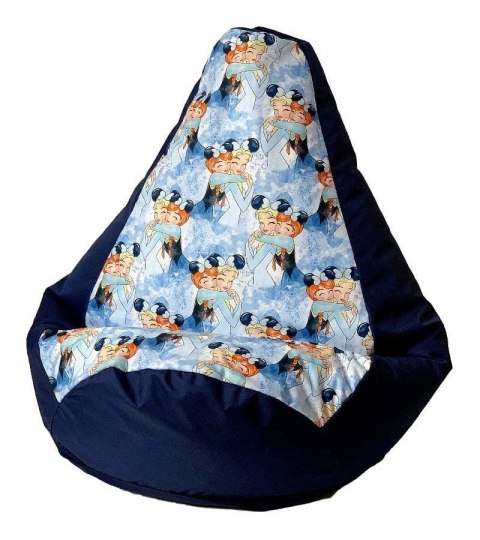 Pufa worek sako GRUSZA DRUK granatowy-Kraina Lodu XL 130x90 Pufa worek sako GRUSZA DRUK granatowy-Kraina Lodu XL 130x90