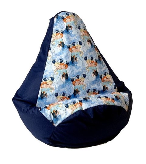 Pufa worek sako GRUSZA DRUK granatowy-Kraina Lodu XL 130x90 Pufa worek sako GRUSZA DRUK granatowy-Kraina Lodu XL 130x90