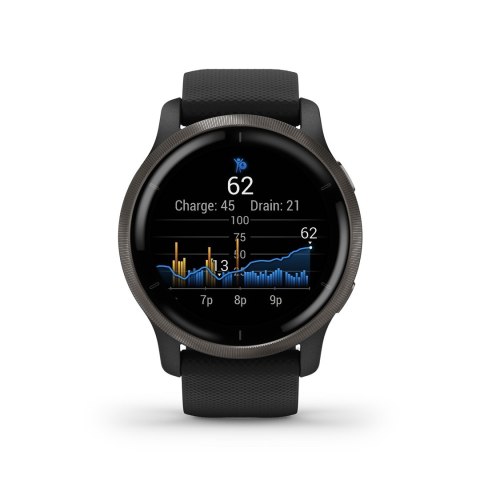 Zegarek Garmin Venu 2 (45 mm) Slate Stainless Steel Bezel / Black Case / Silicone Band Zegarek Garmin Venu 2 (45 mm) Slate Stainless Steel Bezel / Black Case / Silicone Band