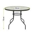 Stolik ogrodowy ze szklanym blatem JUPITER 90cm