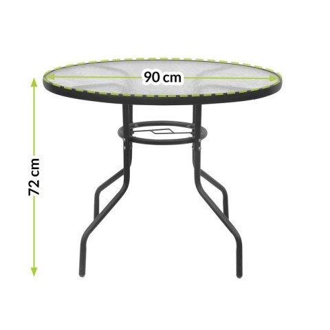 Stolik ogrodowy ze szklanym blatem JUPITER 90cm Stolik ogrodowy ze szklanym blatem JUPITER 90cm