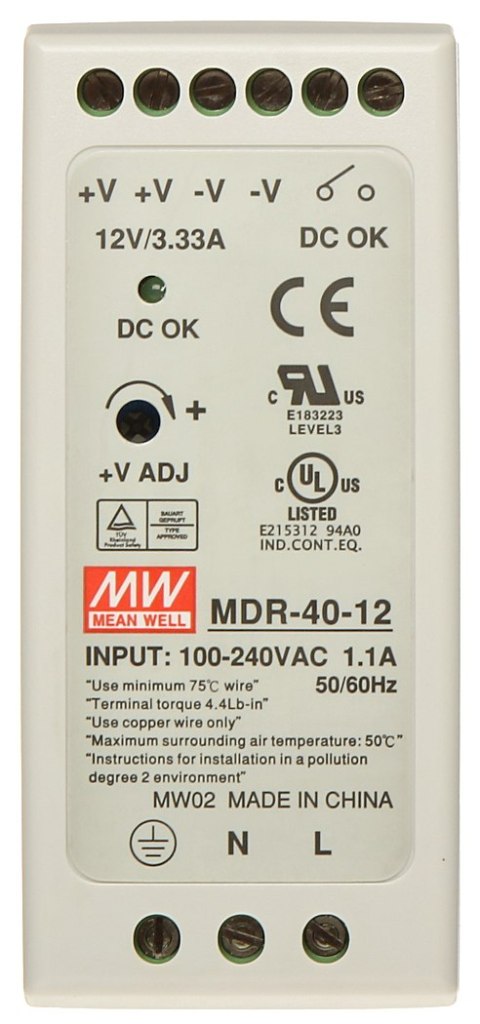 ZASILACZ IMPULSOWY MDR-40-12 ZASILACZ IMPULSOWY MDR-40-12