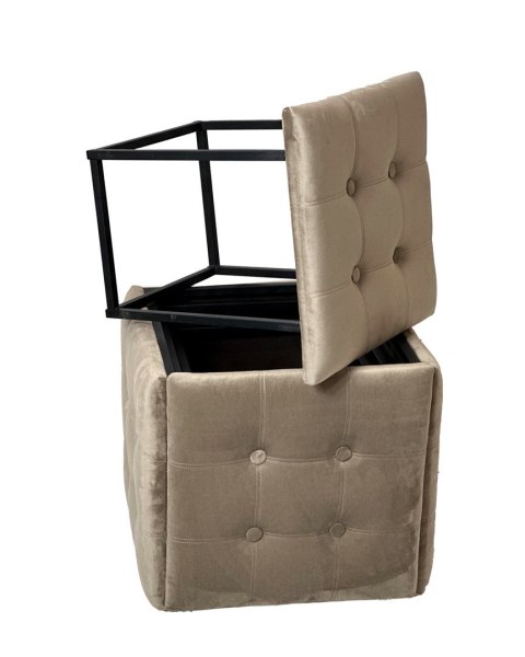 Puf-transformator 5w1 - 5 taboretów w 1 pufie cappuccino velvet 2284 Puf-transformator 5w1 - 5 taboretów w 1 pufie cappuccino velvet 2284
