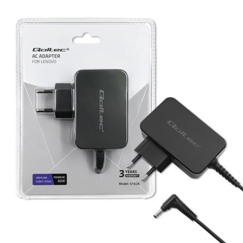 QOLTEC ZASILACZ DO LENOVO 65W | 20V | 3.25A | 4.0*1.7 QOLTEC ZASILACZ DO LENOVO 65W | 20V | 3.25A | 4.0*1.7