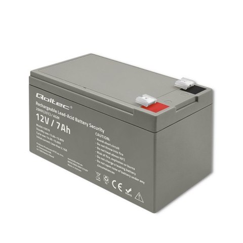 QOLTEC AKUMULATOR AGM 12V | 7AH | MAX. 105A | SECURITY QOLTEC AKUMULATOR AGM 12V | 7AH | MAX. 105A | SECURITY