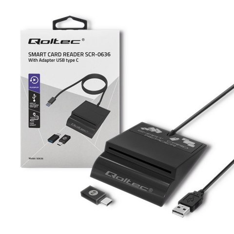 QOLTEC CZYTNIK CHIPOWYCH KART ID INTELIGENTNY | SCR-0636 | USB TYP C QOLTEC CZYTNIK CHIPOWYCH KART ID INTELIGENTNY | SCR-0636 | USB TYP C