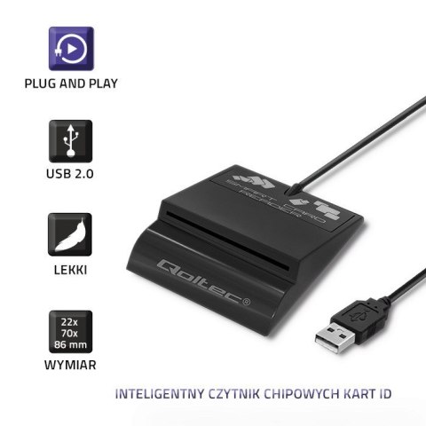 QOLTEC CZYTNIK CHIPOWYCH KART ID INTELIGENTNY | SCR-0636 | USB TYP C QOLTEC CZYTNIK CHIPOWYCH KART ID INTELIGENTNY | SCR-0636 | USB TYP C