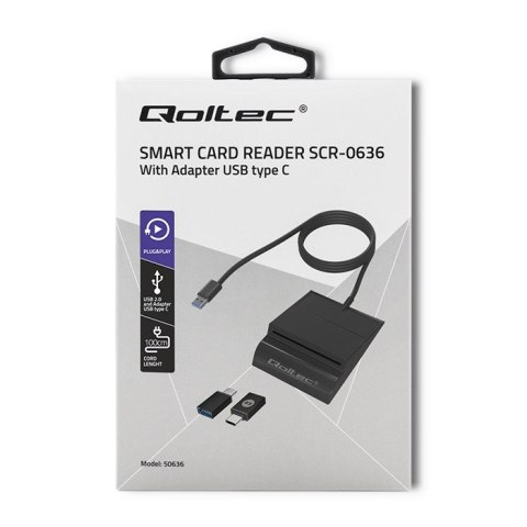 QOLTEC CZYTNIK CHIPOWYCH KART ID INTELIGENTNY | SCR-0636 | USB TYP C QOLTEC CZYTNIK CHIPOWYCH KART ID INTELIGENTNY | SCR-0636 | USB TYP C