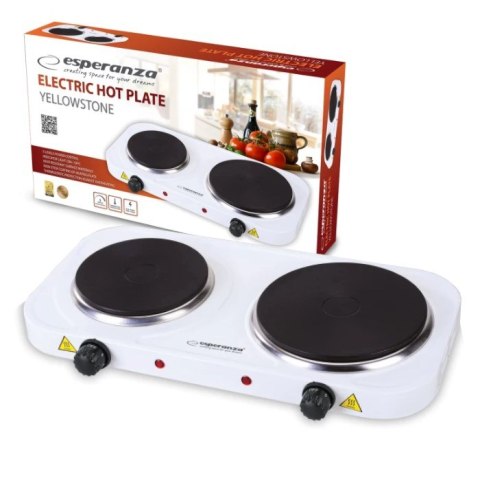 Kuchenka elektryczna Esperanza YELLOWSTONE EKH007W (Płyta elektryczna; 2 pola grzejne; 1000W, 1500W; kolor biały)