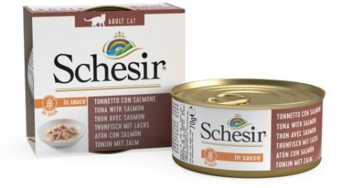 SCHESIR Adult IN SAUCE Tuńczykiem z łososiem w sosie 70g SCHESIR Adult IN SAUCE Tuńczykiem z łososiem w sosie 70g