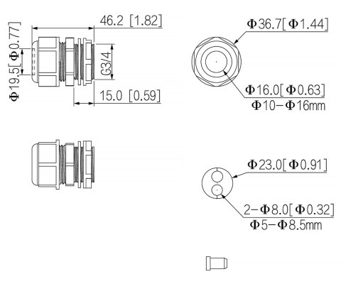 DŁAWNICA IZOLACYJNA G3416GW IP68 3/4 " DŁAWNICA IZOLACYJNA G3416GW IP68 3/4 "