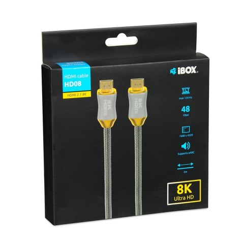 KABEL HDMI I-BOX HD08 HDMI 2.1 8K, 2M KABEL HDMI I-BOX HD08 HDMI 2.1 8K, 2M