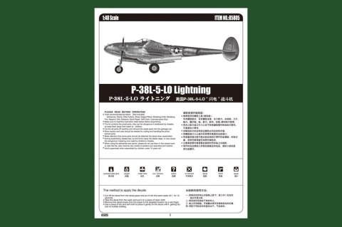 Model plastikowy p-38l-5-l0 lightning amerykański samolot bojowy Model plastikowy p-38l-5-l0 lightning amerykański samolot bojowy