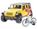 Jeep wrangler rubicon z rowerem i figurką