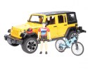 Jeep wrangler rubicon z rowerem i figurką