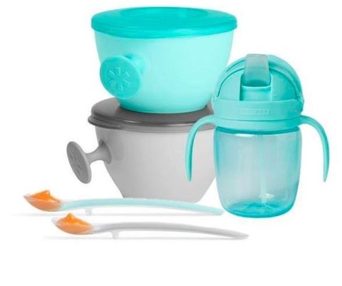 Zestaw jedzeniowy easy-feed teal/grey Zestaw jedzeniowy easy-feed teal/grey