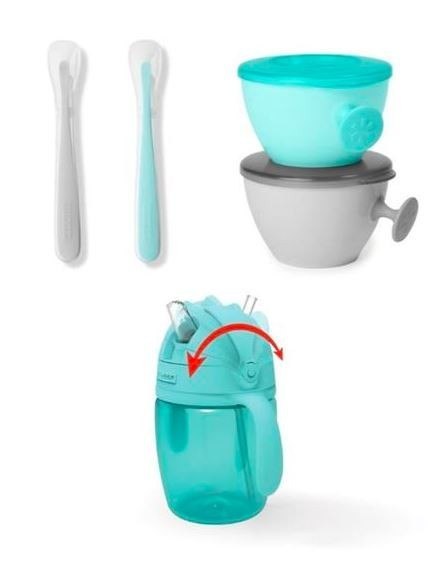 Zestaw jedzeniowy easy-feed teal/grey Zestaw jedzeniowy easy-feed teal/grey