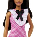 Barbie fashionistas lalka w różowej kraciastej sukience