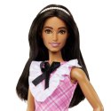 Barbie fashionistas lalka w różowej kraciastej sukience