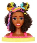 Barbie głowa do stylizacji neonowa tęcza kręcone włosy
