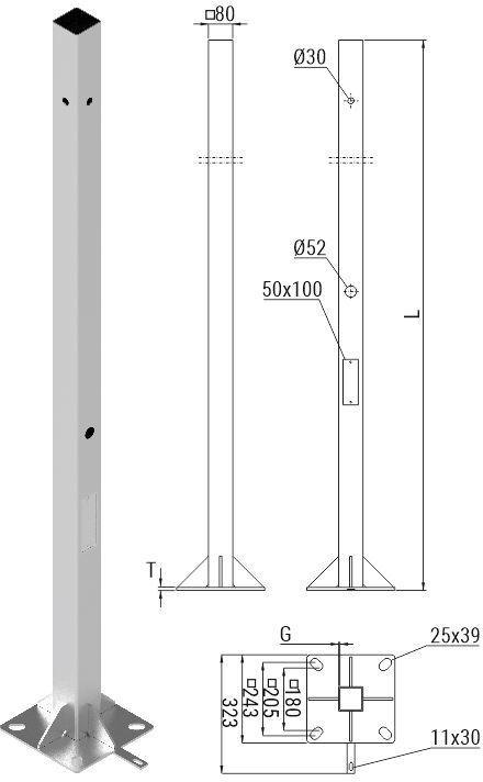 Słup ATS SKAM1/4 pod montaż kamer CCTV Słup ATS SKAM1/4 pod montaż kamer CCTV