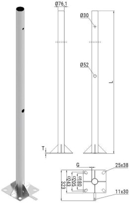 Słup ATS SKAM2/4 pod montaż kamer CCTV