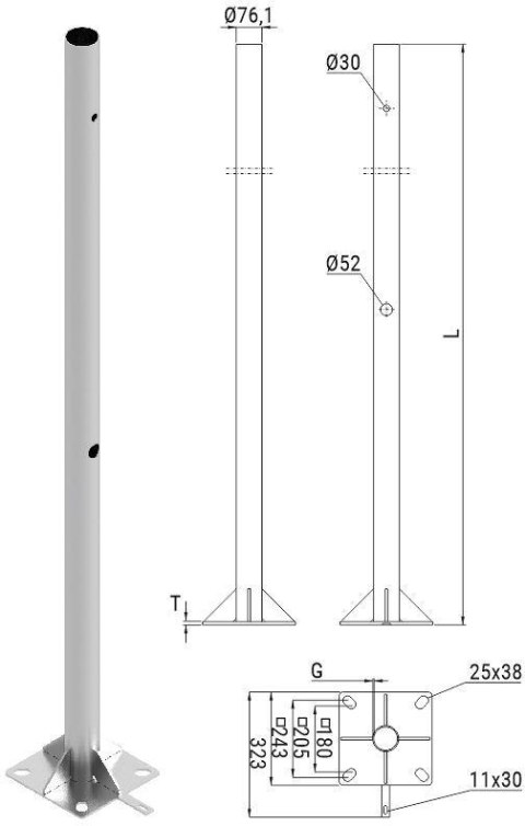 Słup ATS SKAM2/4 pod montaż kamer CCTV Słup ATS SKAM2/4 pod montaż kamer CCTV
