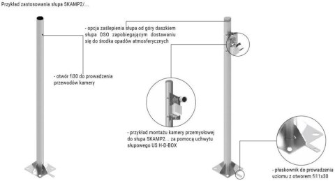 Słup ATS SKAMP2/3 pod montaż kamer CCTV Słup ATS SKAMP2/3 pod montaż kamer CCTV