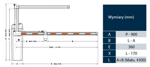 Szlaban FAAC B614 - zestaw z ramieniem "S" 6000mm