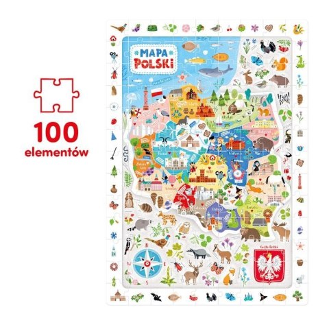 Puzzle obserwacyjne - mapa polski 100 elementów Puzzle obserwacyjne - mapa polski 100 elementów