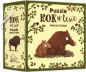 Puzzle rok w lesie. rodzice i dzieci