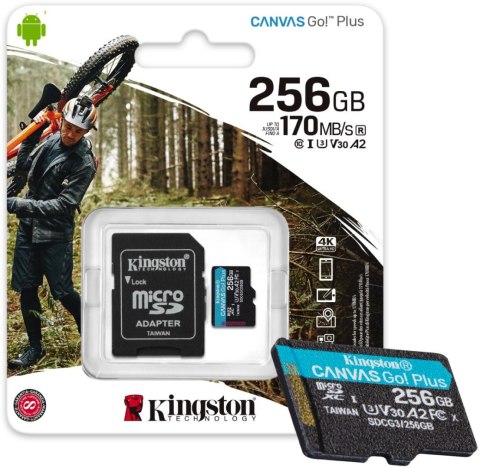 Karta pamięci microSD Kingston Canvas Go Plus microSDXC C10 UHS-I 256GB Karta pamięci microSD Kingston Canvas Go Plus microSDXC C10 UHS-I 256GB
