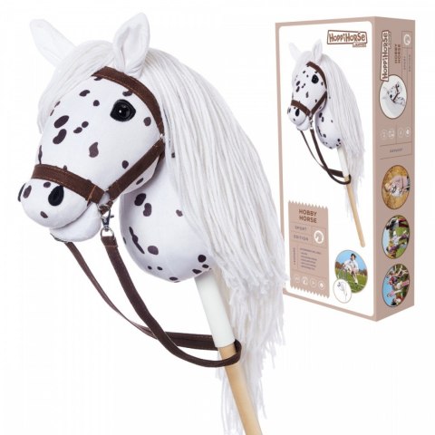 Koń na kiju hobby horse hoppihorse a3 leopard - biały, maść tarantowata Koń na kiju hobby horse hoppihorse a3 leopard - biały, maść tarantowata