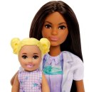 Lalka barbie lekarz dentystka z pacjentem ciemne włosy