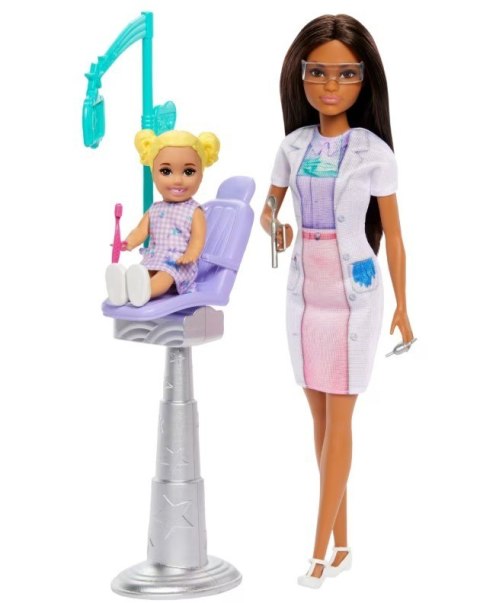 Lalka barbie lekarz dentystka z pacjentem ciemne włosy Lalka barbie lekarz dentystka z pacjentem ciemne włosy