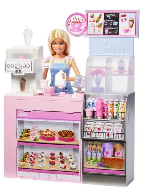 Zestaw z lalką baristką barbie kawiarnia Zestaw z lalką baristką barbie kawiarnia