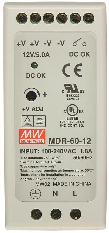 ZASILACZ NA SZYNĘ DIN MDR-60-12 ZASILACZ NA SZYNĘ DIN MDR-60-12
