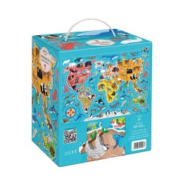 Puzzle 60 elementów puzzlove - mapa świata zwierzęta