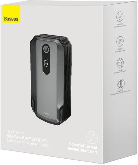 POWERBANK BOOSTER Baseus Max Car Jump Starter CGNL020001 20000mAh 12V 2000A + KABLE KROKODYLKI POWERBANK BOOSTER Baseus Max Car Jump Starter CGNL020001 20000mAh 12V 2000A + KABLE KROKODYLKI