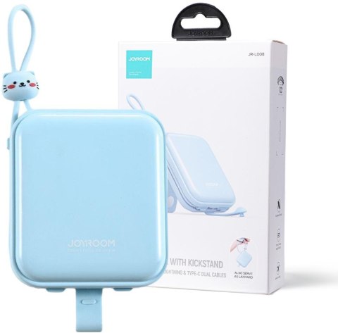 Powerbank Joyroom Cutie Series JR-L008 10000mAh 22.5W PD QC z kablami 1x USB-A 1x USB-C niebieski Powerbank Joyroom Cutie Series JR-L008 10000mAh 22.5W PD QC z kablami 1x USB-A 1x USB-C niebieski