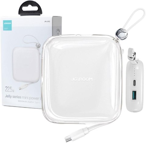 Powerbank Joyroom Jelly Series JR-L002 10000mAh 22.5W PD QC z kablem 1x USB-A 1x USB-C biały Powerbank Joyroom Jelly Series JR-L002 10000mAh 22.5W PD QC z kablem 1x USB-A 1x USB-C biały