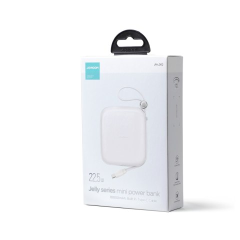 Powerbank Joyroom Jelly Series JR-L002 10000mAh 22.5W PD QC z kablem 1x USB-A 1x USB-C biały Powerbank Joyroom Jelly Series JR-L002 10000mAh 22.5W PD QC z kablem 1x USB-A 1x USB-C biały