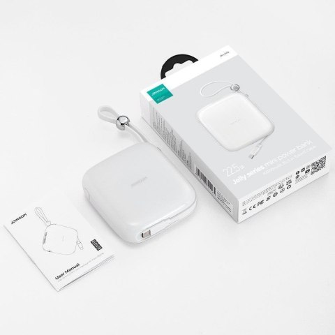 Powerbank Joyroom Jelly Series JR-L002 10000mAh 22.5W PD QC z kablem 1x USB-A 1x USB-C biały Powerbank Joyroom Jelly Series JR-L002 10000mAh 22.5W PD QC z kablem 1x USB-A 1x USB-C biały