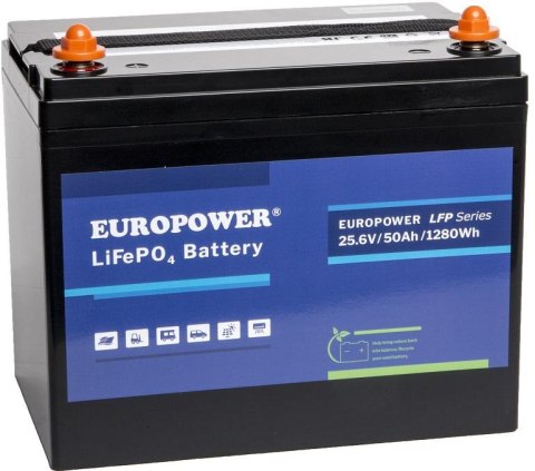 Akumulator LiFePO4 EUROPOWER serii LFP 25,6V 50Ah Bluetooth (Żywotność ~2000 cykli) Akumulator LiFePO4 EUROPOWER serii LFP 25,6V 50Ah Bluetooth (Żywotność ~2000 cykli)