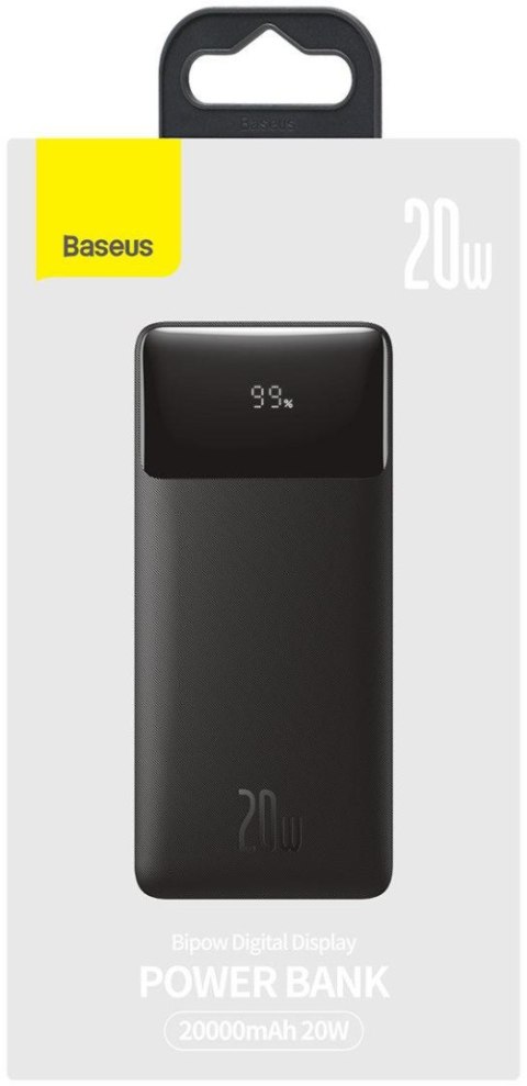 Powerbank Baseus Bipow Digital Display PPBD050501 20000mAh 20W PD QC 3.0 2x USB-A 1x USB-C + KABEL Powerbank Baseus Bipow Digital Display PPBD050501 20000mAh 20W PD QC 3.0 2x USB-A 1x USB-C + KABEL