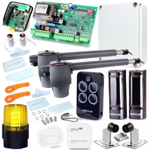 Zestaw Genius G-Bat 400 do bram 8m dwuskrzydłowych (lampa + stopka + odboje + moduł Wi-Fi) Zestaw Genius G-Bat 400 do bram 8m dwuskrzydłowych (lampa + stopka + odboje + moduł Wi-Fi)